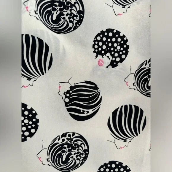 Vintage Escada 100% Silk 50’s beehive faces women black white hot pink s… - Picture 6 of 8